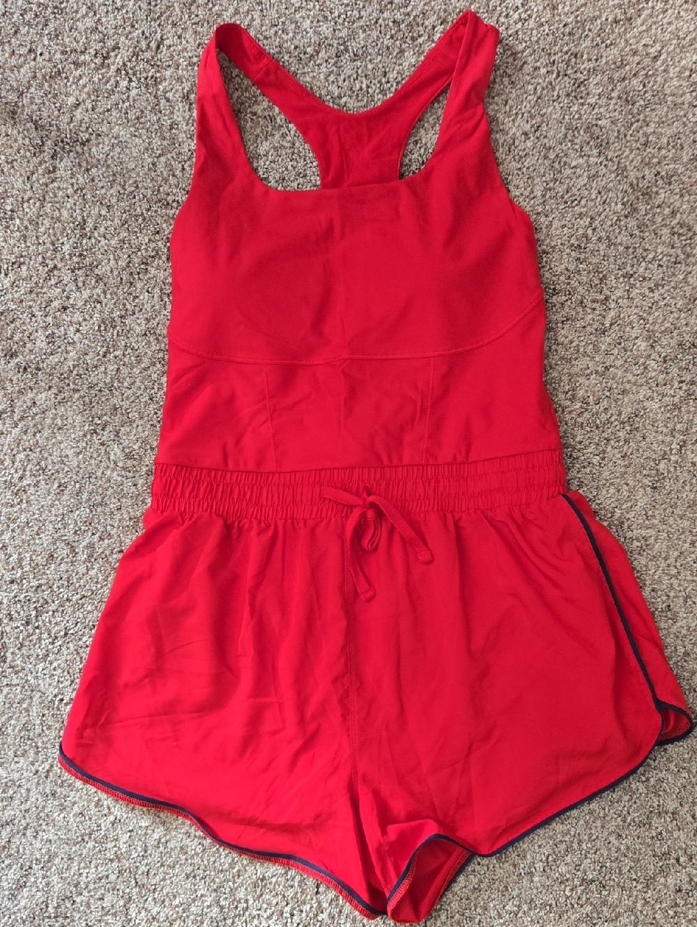 EUC Fabletics Bright Red Athletic Tank and Drawstring Waist Pants Set - Picture 4 of 9